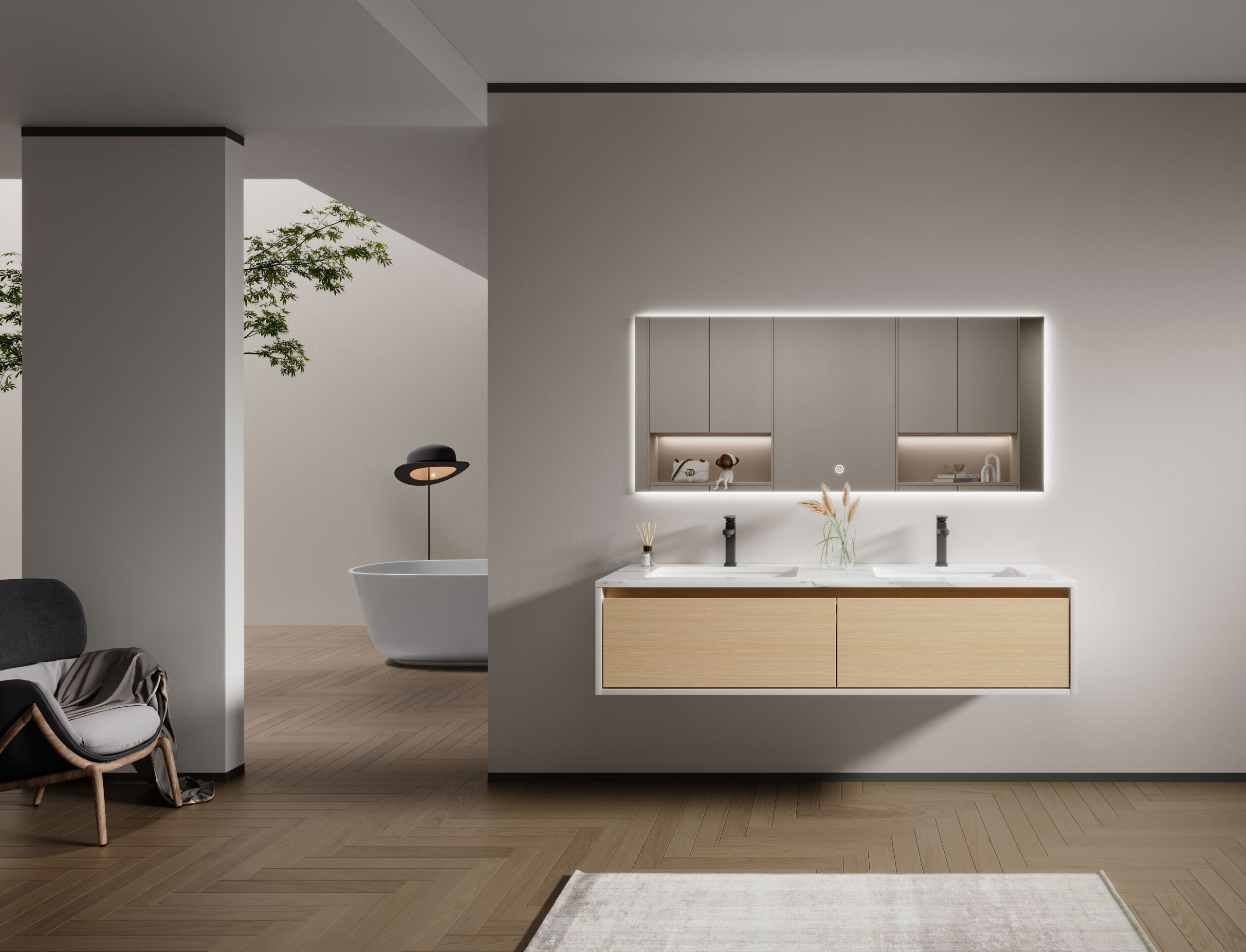Meuble de salle de bain F-5073 en contreplaqué (plywood) vente en ligne à Dakar Sénégal